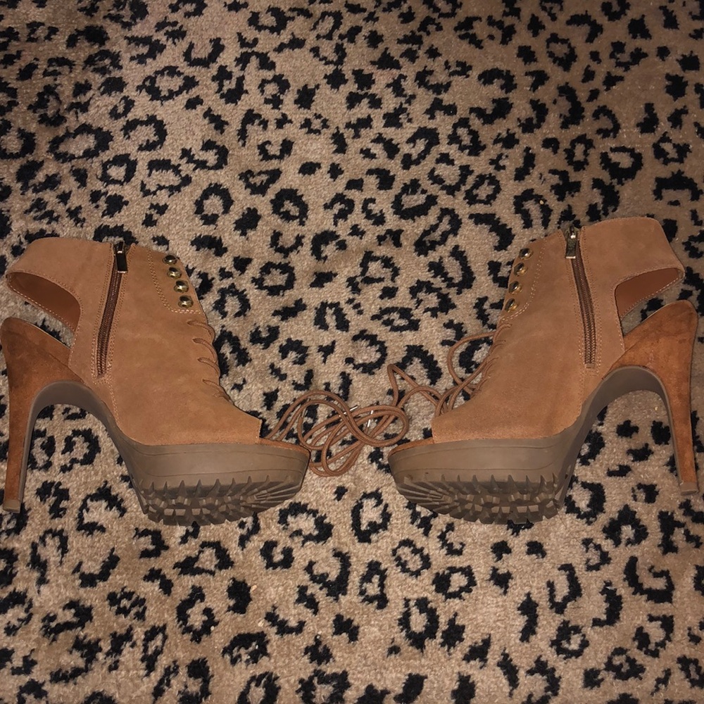 Platform Open Toe Booty Heels